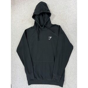 Gymshark Stitched Logo Athletic Hoodie Sweatshirt (Men's Medium) Black